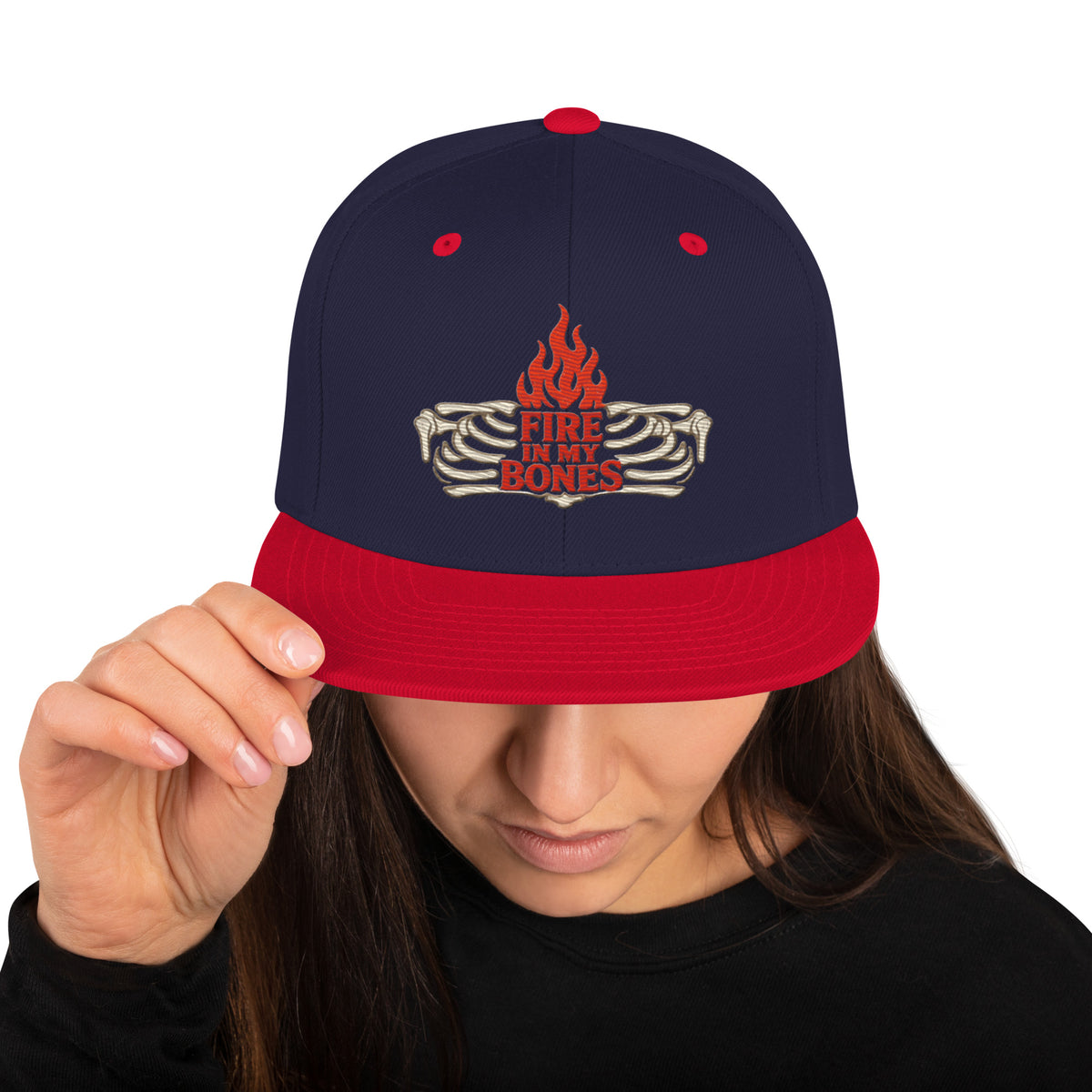 Fire in My Bones Classic Snapback - Navy/ Red - Back View 3