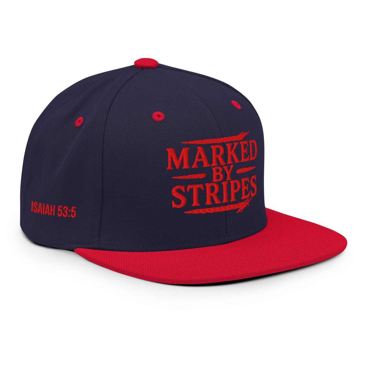 Marked by Stripes Classic Snapback - Navy/ Red - Right Front View