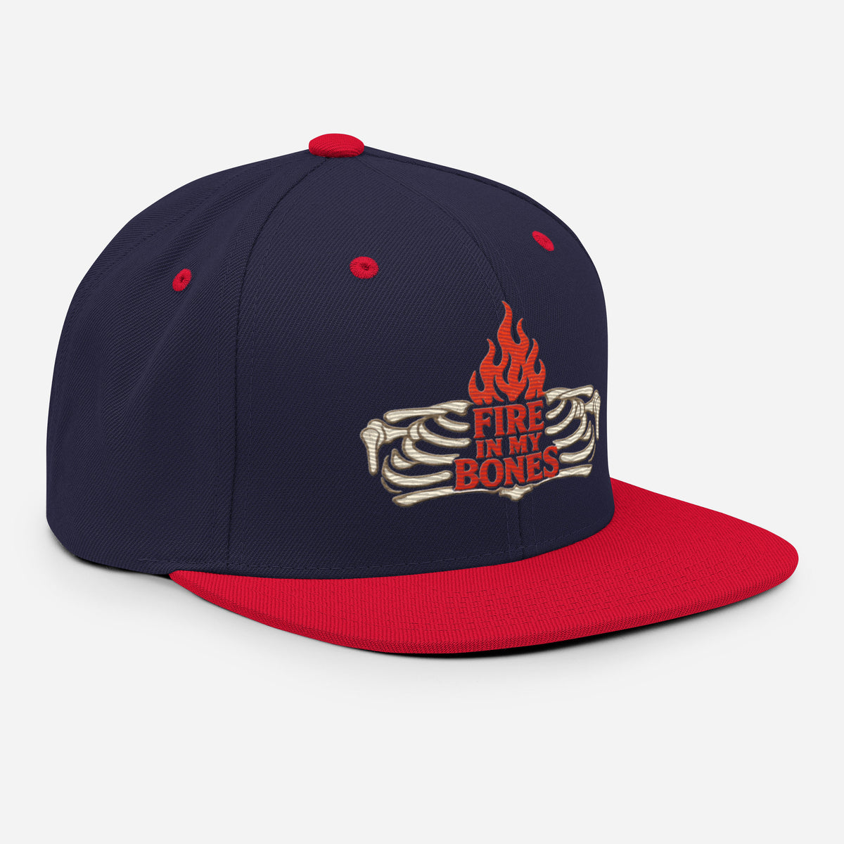 Fire in My Bones Classic Snapback - Navy/ Red - Right Front View