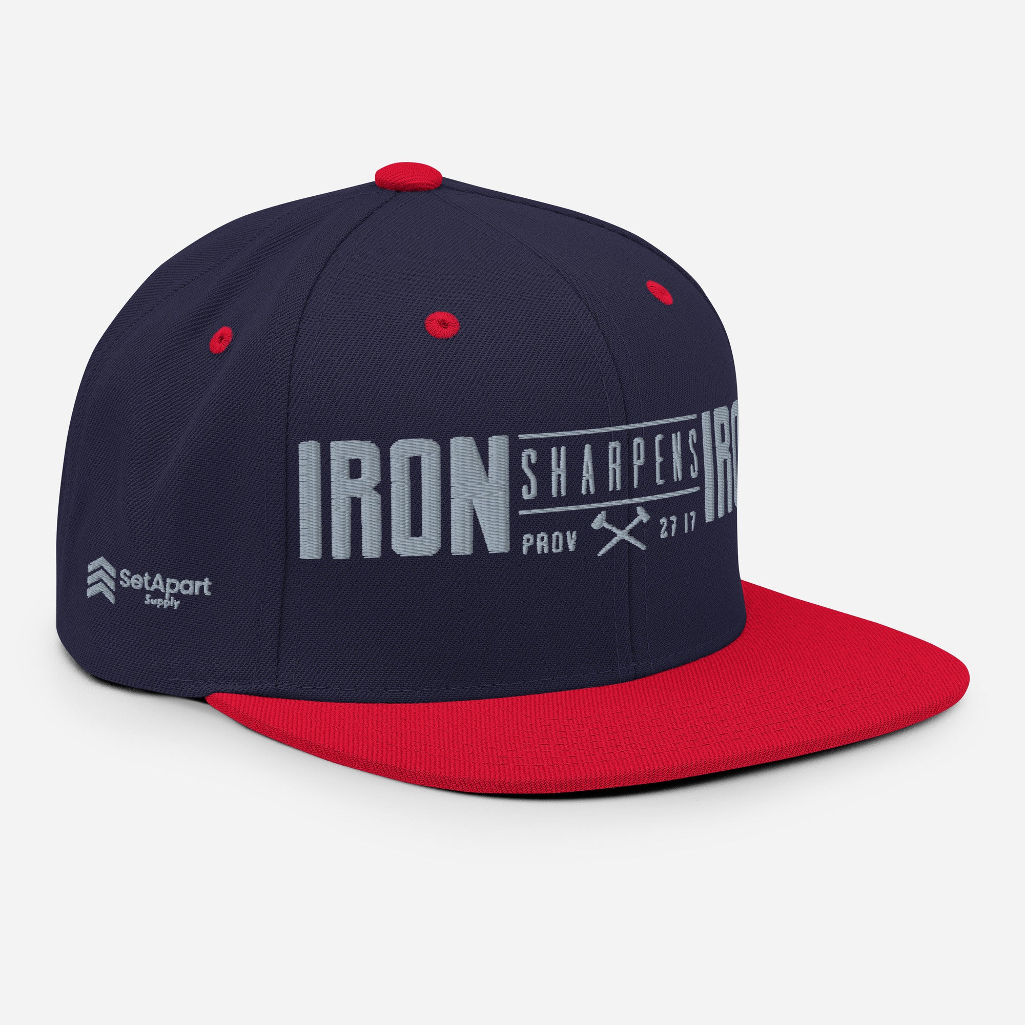 Men's Iron Sharpens Iron Classic Snapback - Navy/ Red - Right Front View