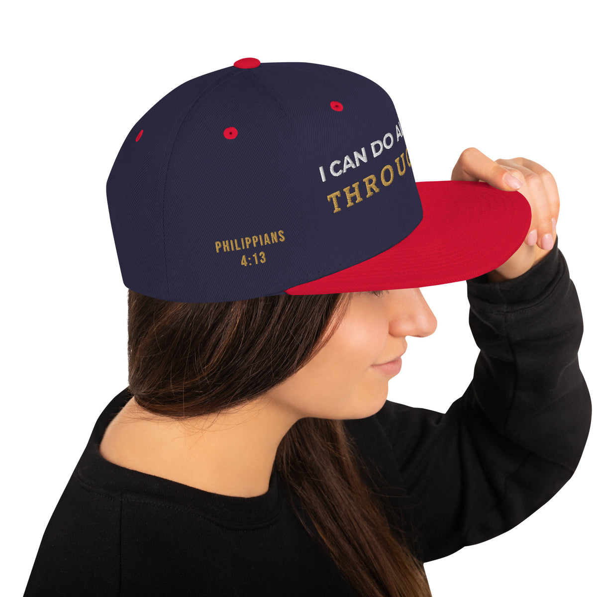 Through Him Classic Snapback - Navy/ Red - Right Side View
