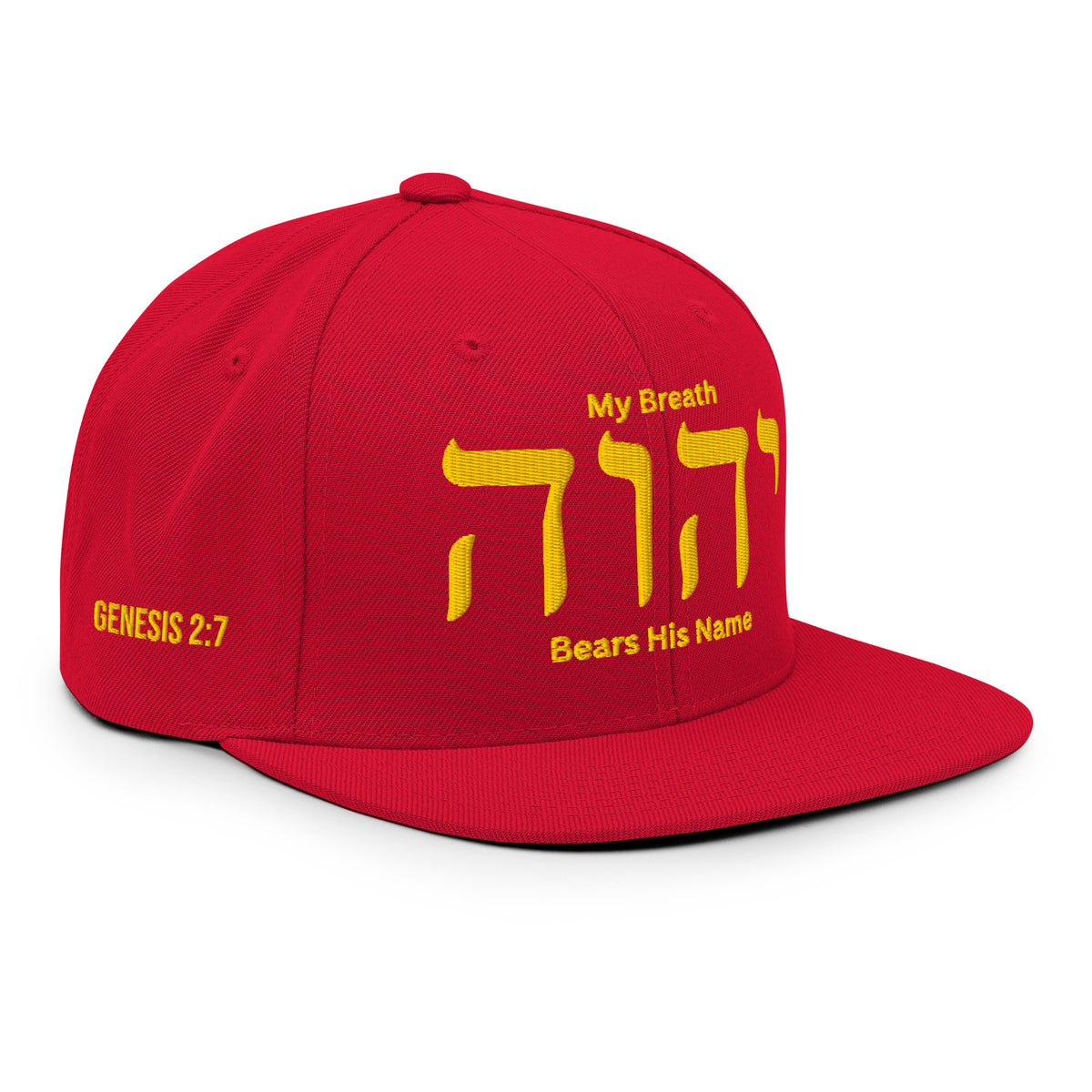 My Breath Bears His Name Classic Snapback - Red - Right Front View