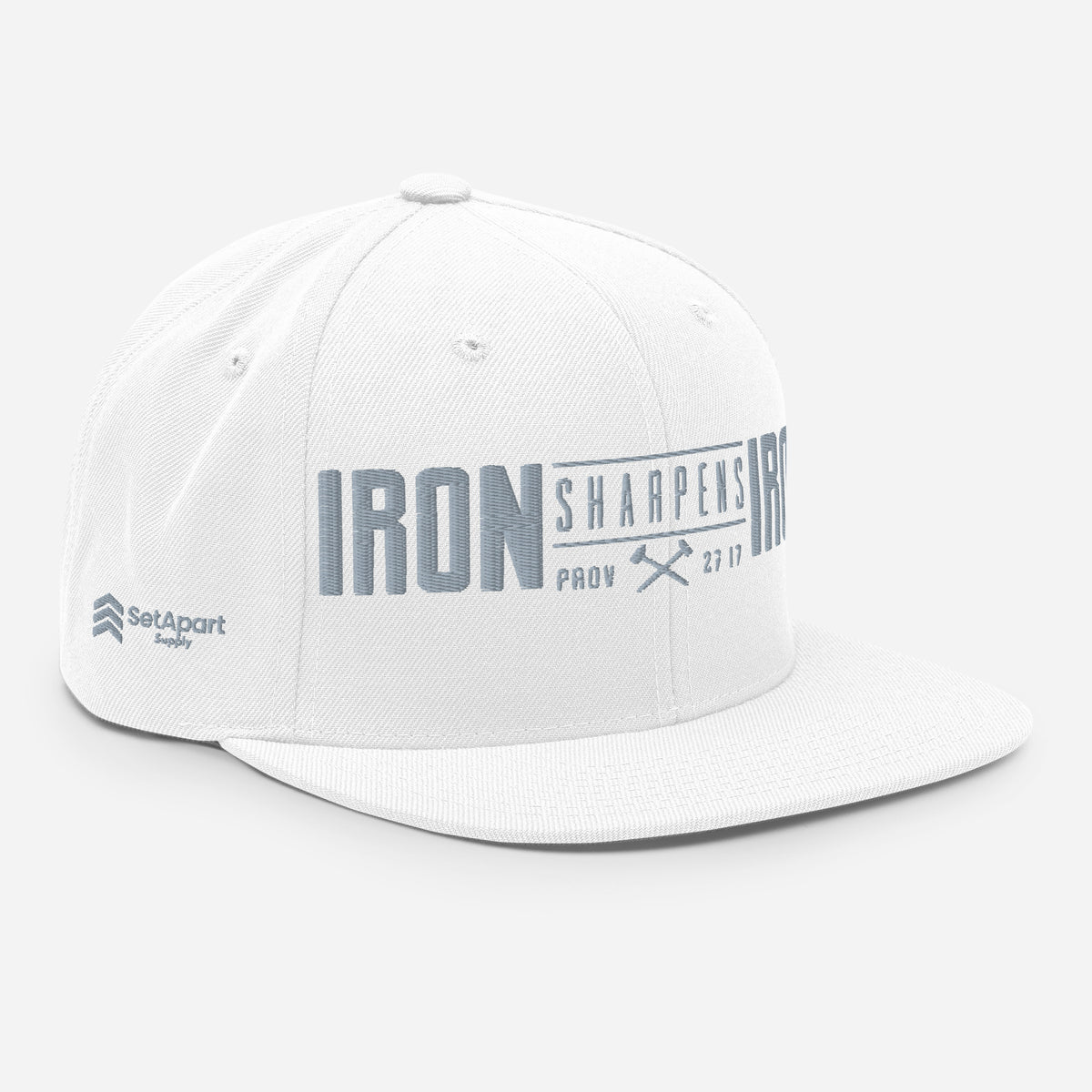 Men's Iron Sharpens Iron Classic Snapback - White - Right Front View