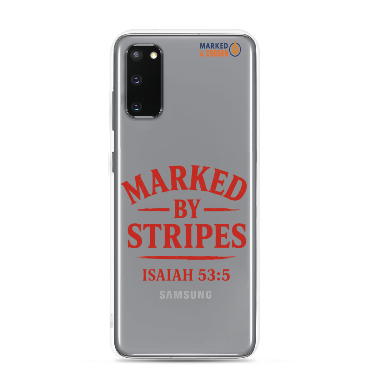 Marked by Stripes Clear Samsung Galaxy Case - Samsung Galaxy S20 - On-Phone View
