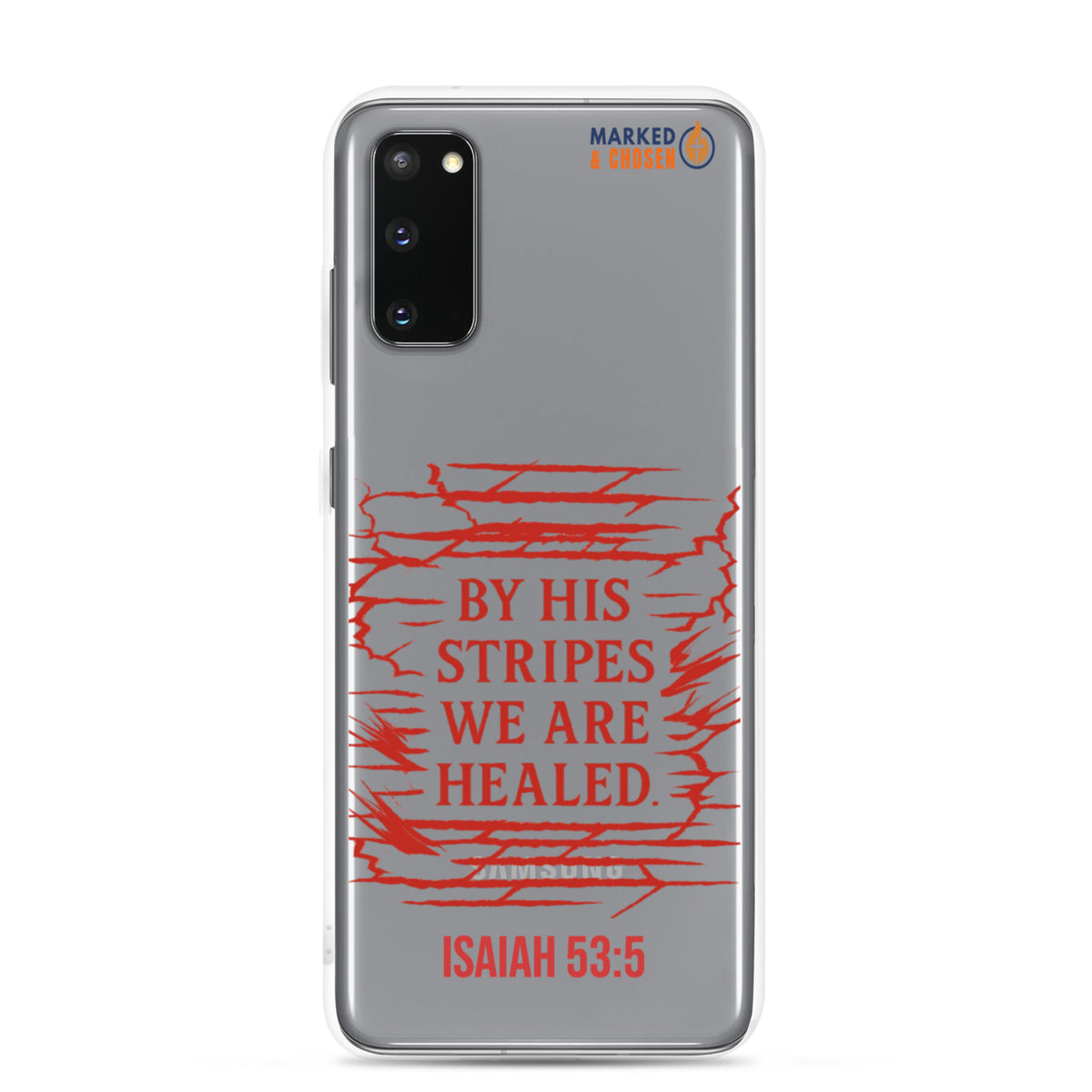 By His Stripes Clear Samsung Galaxy Case - Samsung Galaxy S20 - On-Phone View