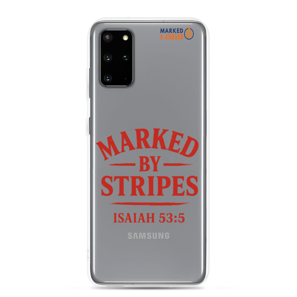 Marked by Stripes Clear Samsung Galaxy Case - Samsung Galaxy S20 Plus - On-Phone View