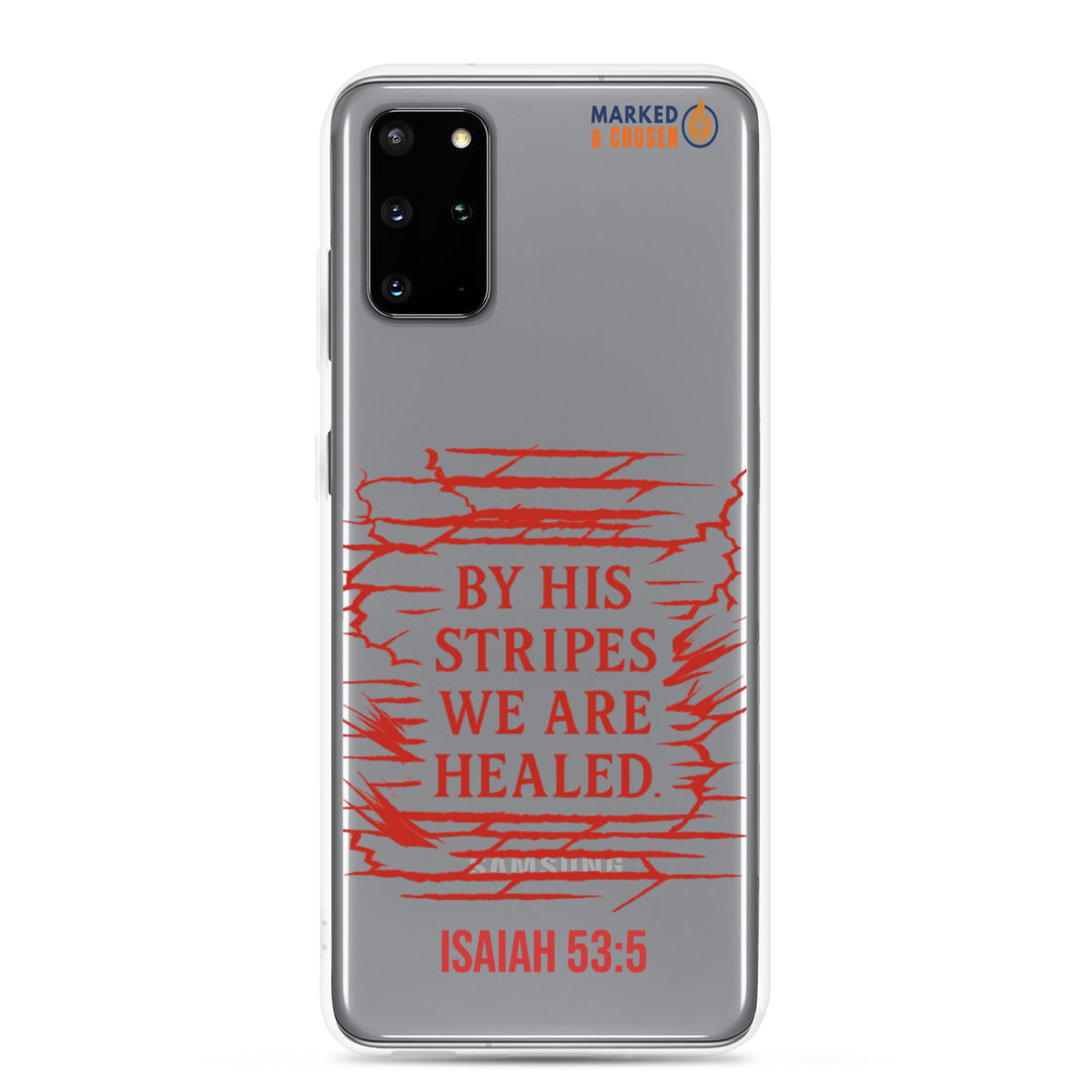 By His Stripes Clear Samsung Galaxy Case - Samsung Galaxy S20 Plus - On-Phone View