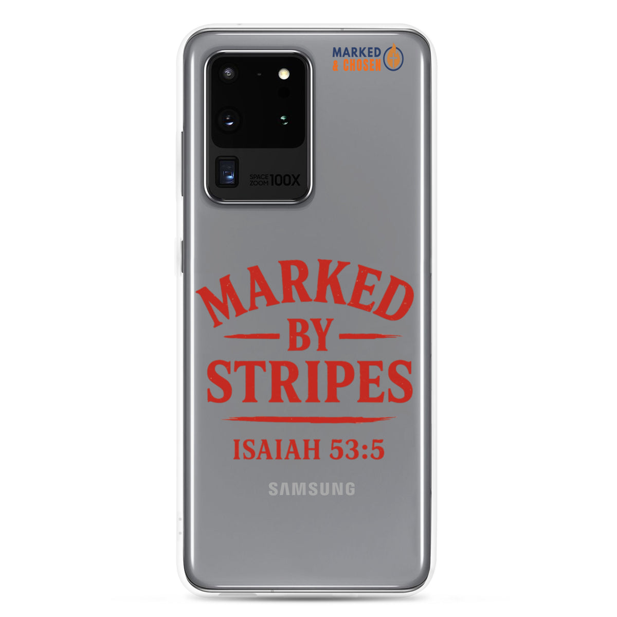 Marked by Stripes Clear Samsung Galaxy Case - Samsung Galaxy S20 Ultra - On-Phone View