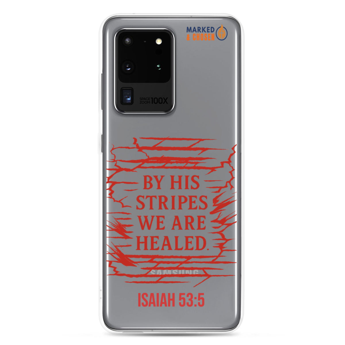 By His Stripes Clear Samsung Galaxy Case - Samsung Galaxy S20 Ultra - On-Phone View