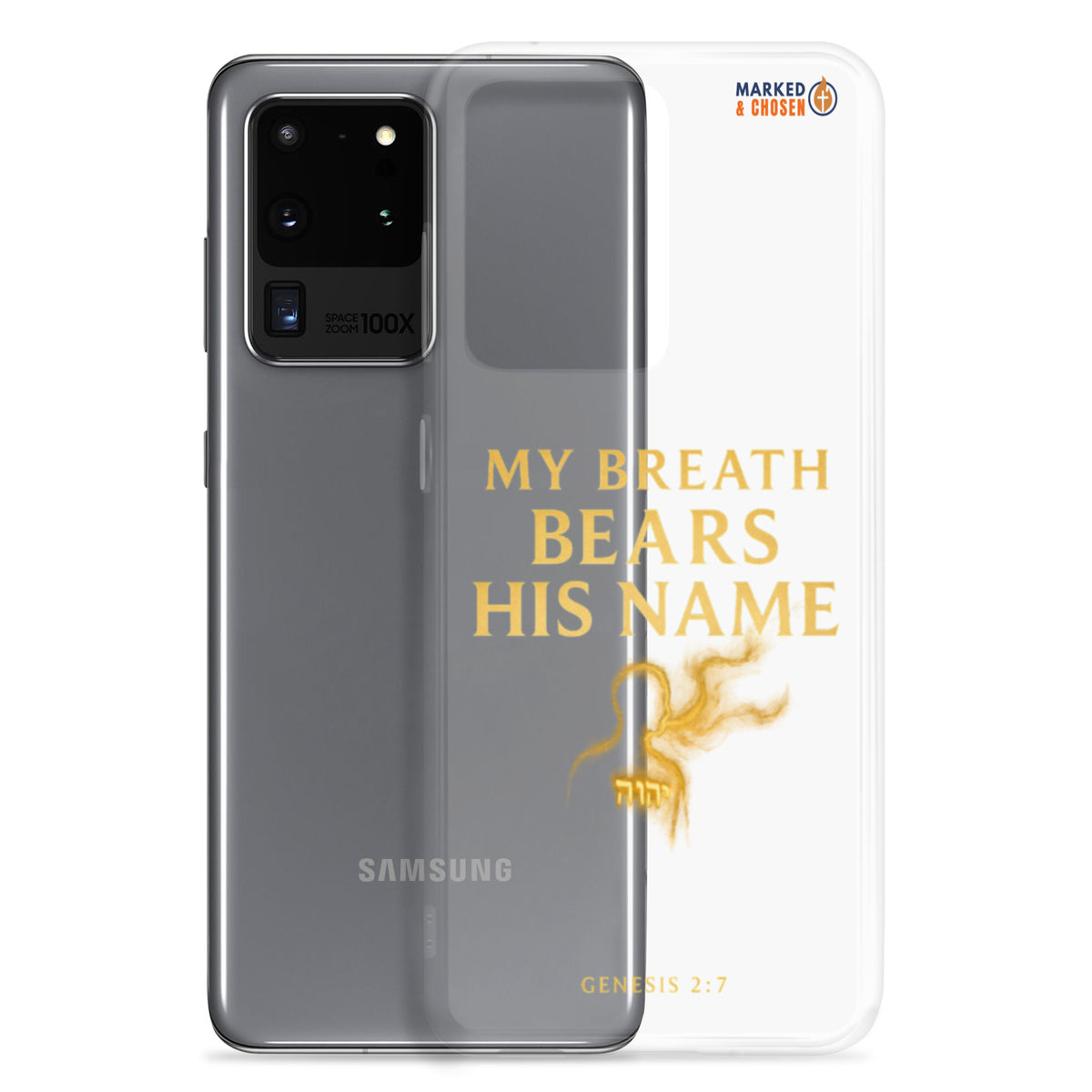 My Breath Bears His Name Clear Samsung Galaxy Case - Samsung Galaxy S20 Ultra - With-Phone View