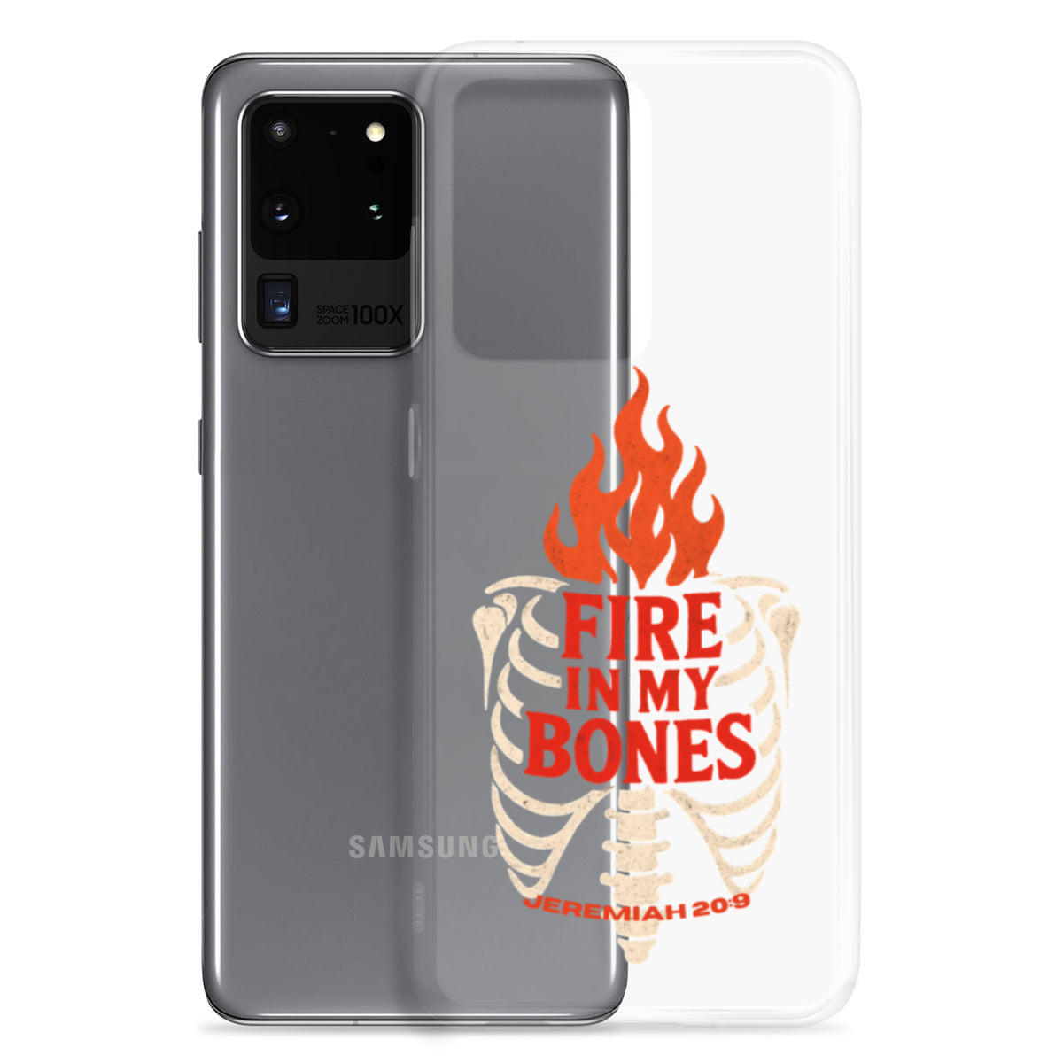 Fire in My Bone Clear Samsung Case - Samsung Galaxy S20 Ultra - With-Phone View