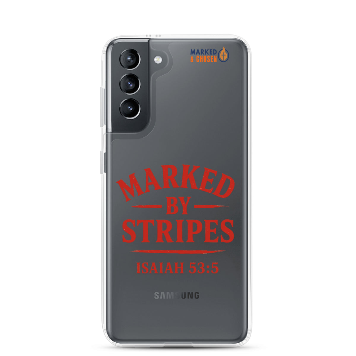 Marked by Stripes Clear Samsung Galaxy Case - Samsung Galaxy S21 - On-Phone View