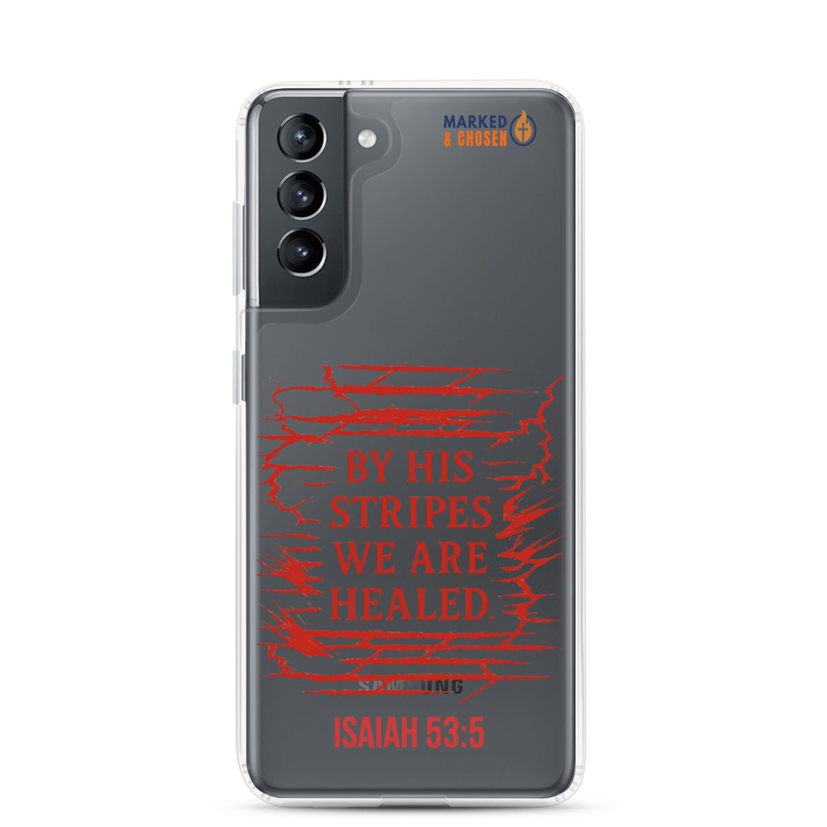By His Stripes Clear Samsung Galaxy Case - Samsung Galaxy S21 - On-Phone View
