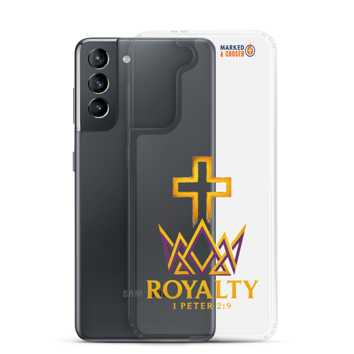 Royalty Clear Samsung Galaxy Case - Samsung Galaxy S21 - With-Phone View