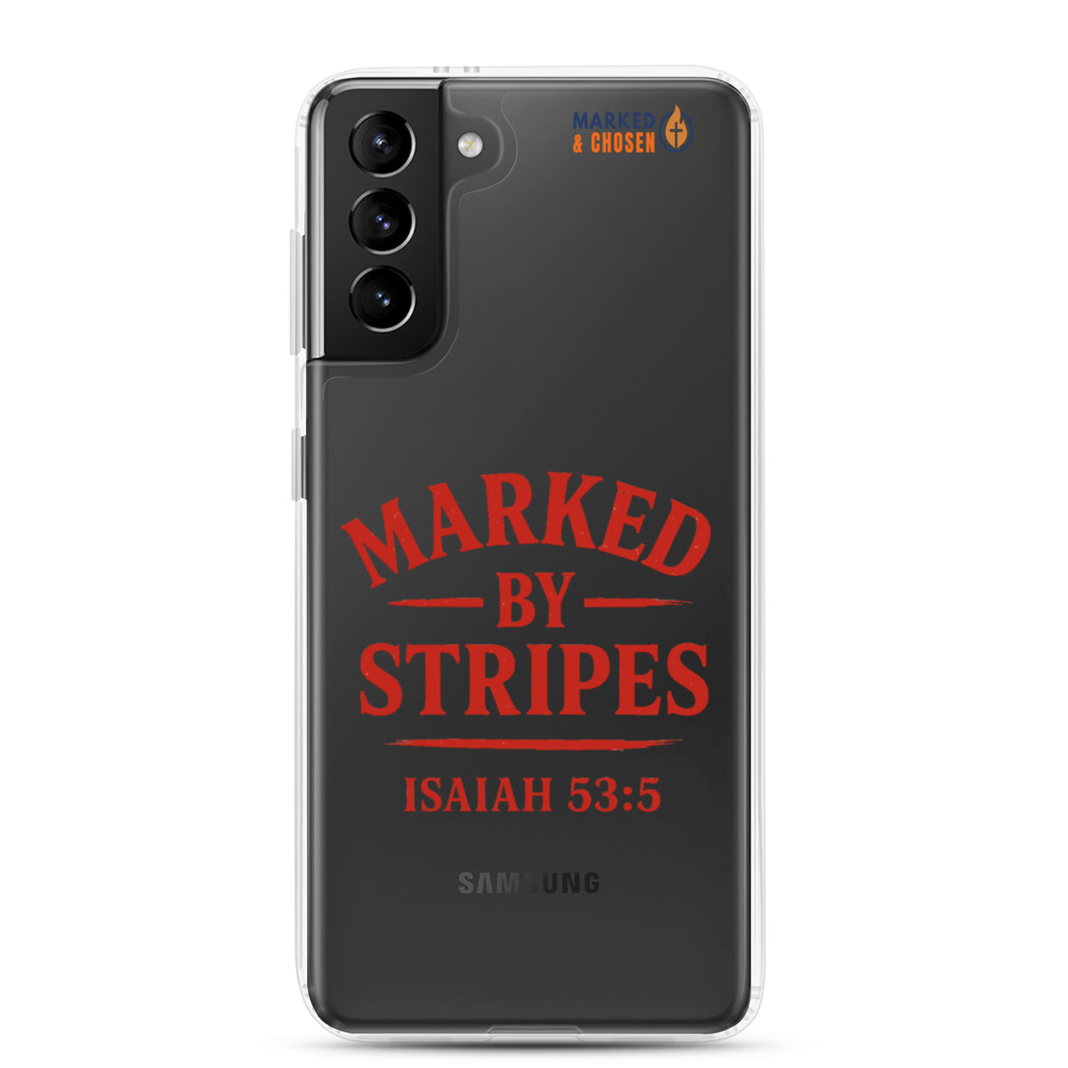 Marked by Stripes Clear Samsung Galaxy Case - Samsung Galaxy S21 Plus - On-Phone View