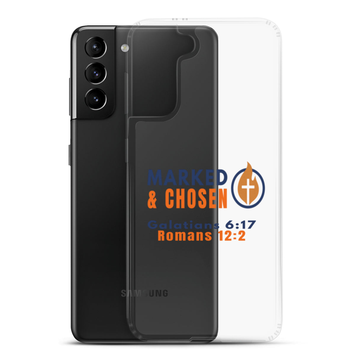 Marked & Chosen Clear Samsung Galaxy Case - Samsung Galaxy S21 Plus - With-Phone View