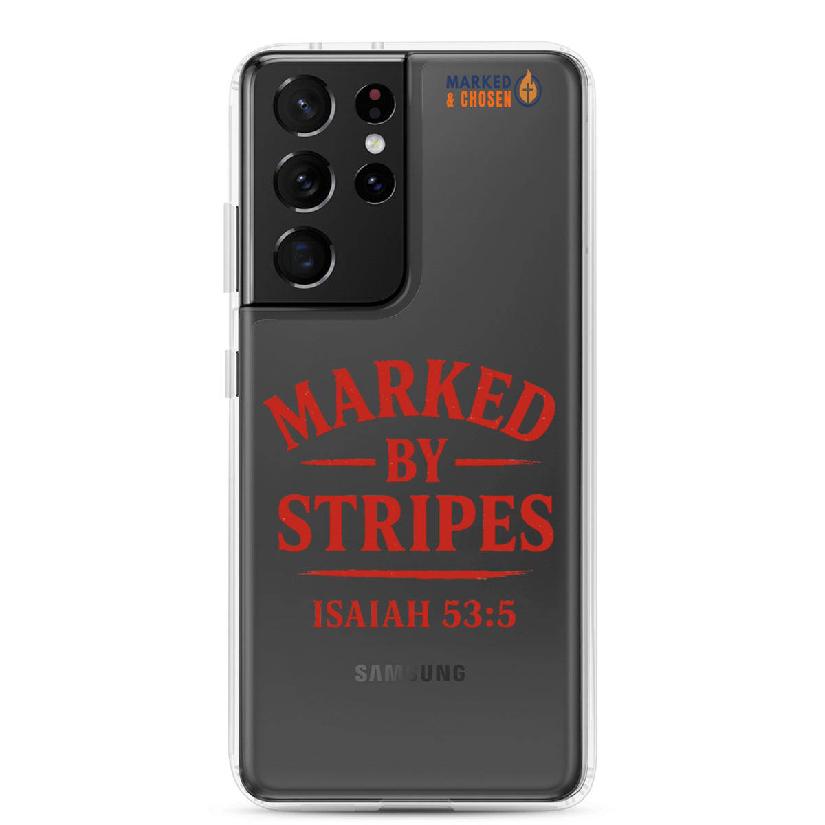 Marked by Stripes Clear Samsung Galaxy Case - Samsung Galaxy S21 Ultra - On-Phone View