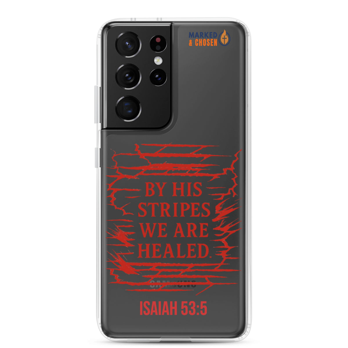 By His Stripes Clear Samsung Galaxy Case - Samsung Galaxy S21 Ultra - On-Phone View