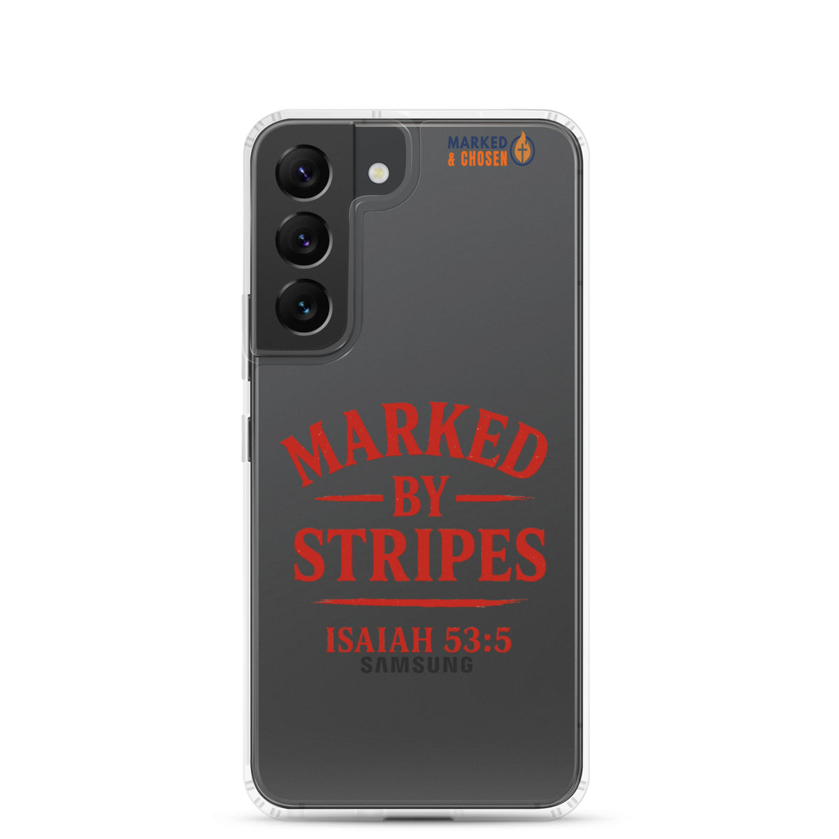 Marked by Stripes Clear Samsung Galaxy Case - Samsung Galaxy S22 - On-Phone View