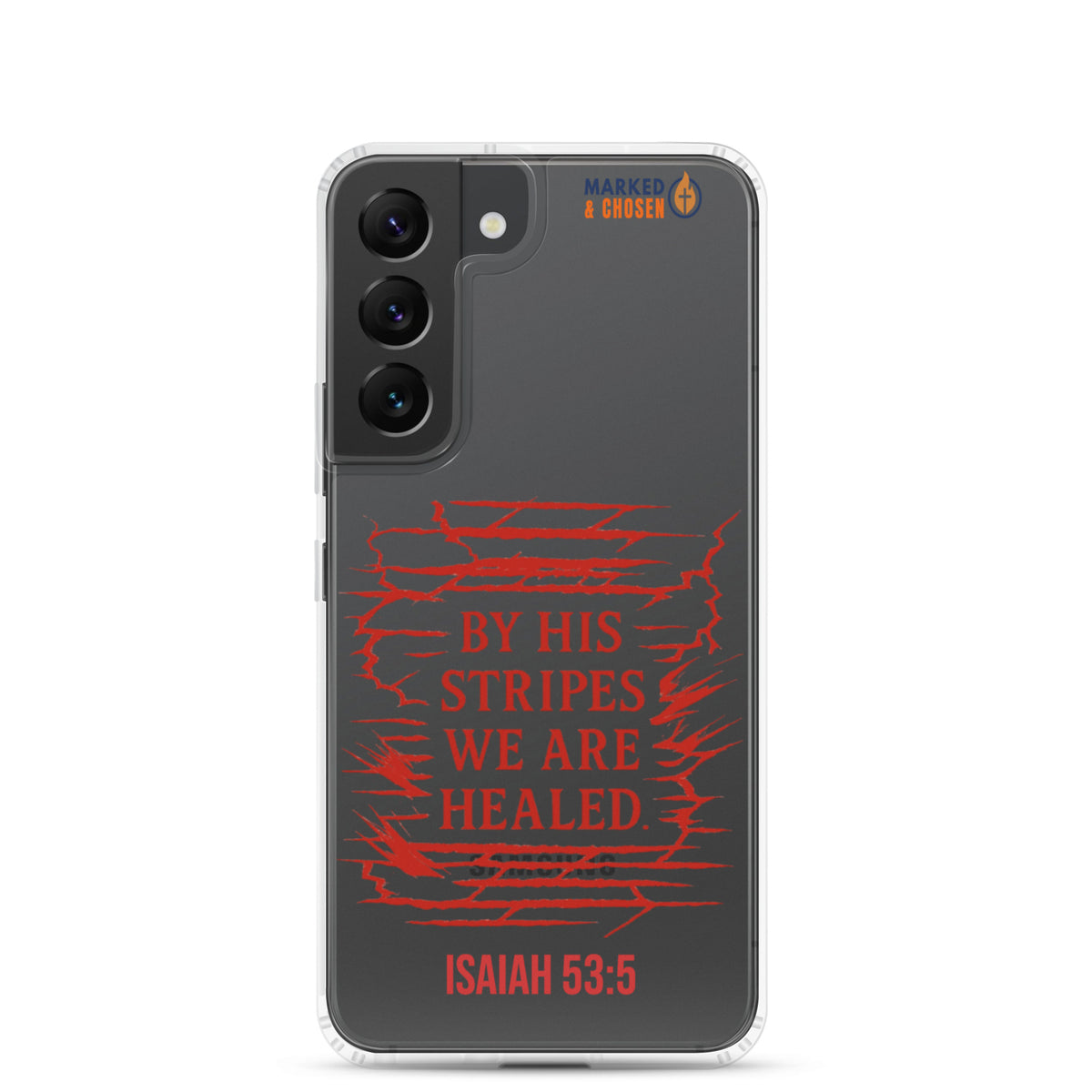 By His Stripes Clear Samsung Galaxy Case - Samsung Galaxy S22 - On-Phone View