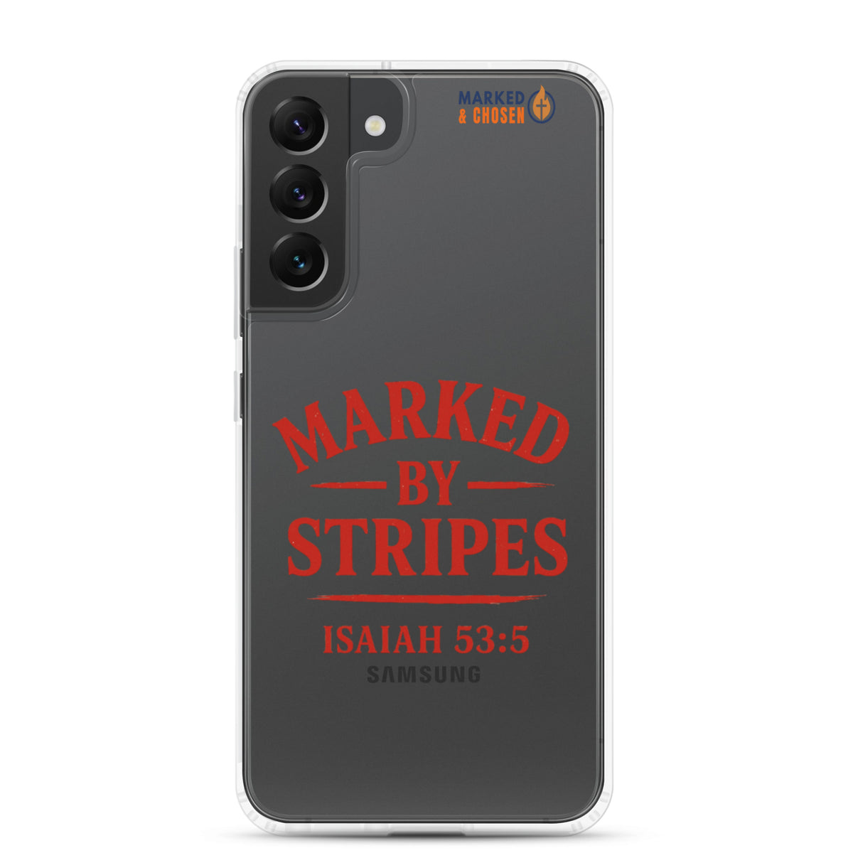 Marked by Stripes Clear Samsung Galaxy Case - Samsung Galaxy S22 Plus - On-Phone View