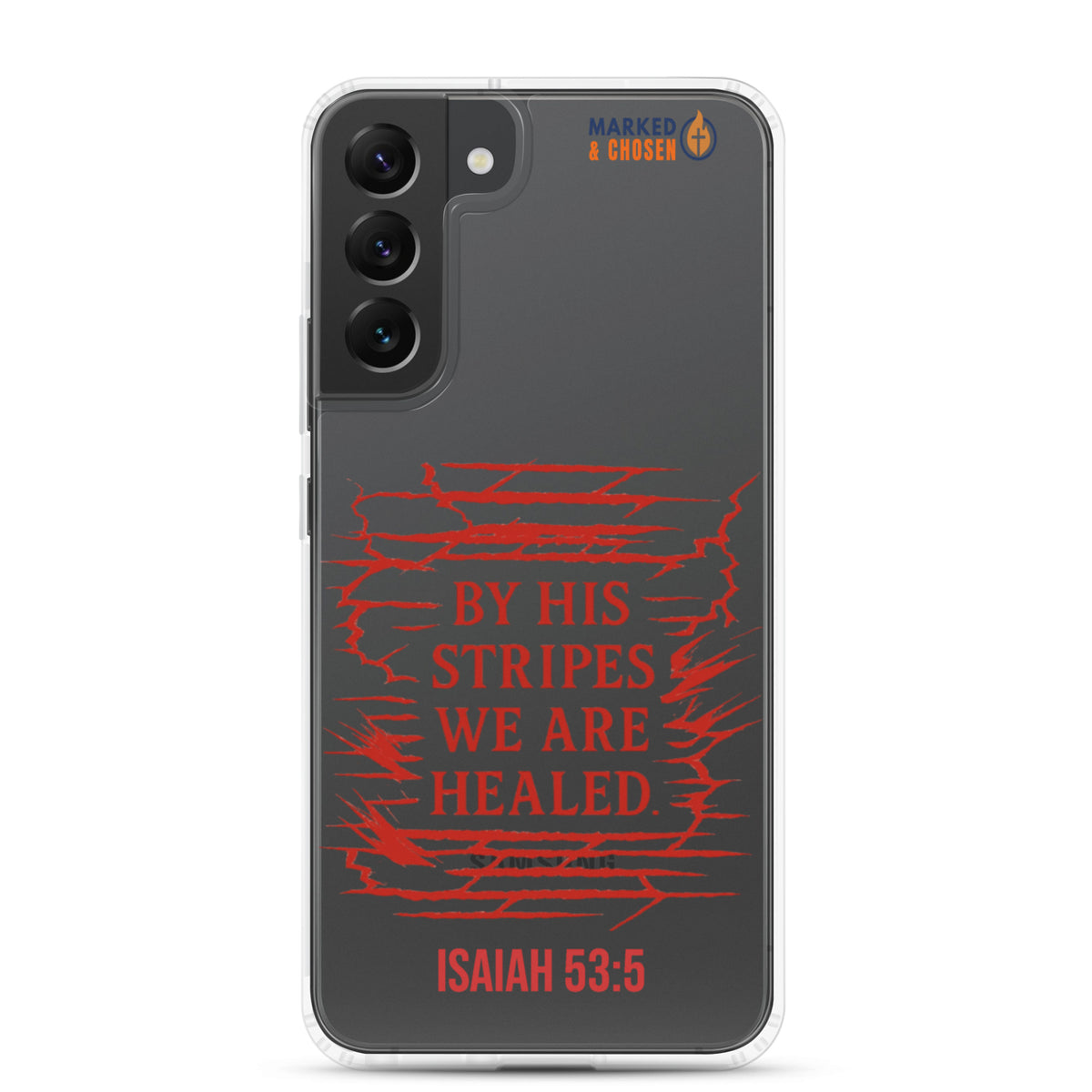 By His Stripes Clear Samsung Galaxy Case - Samsung Galaxy S22 Plus - On-Phone View