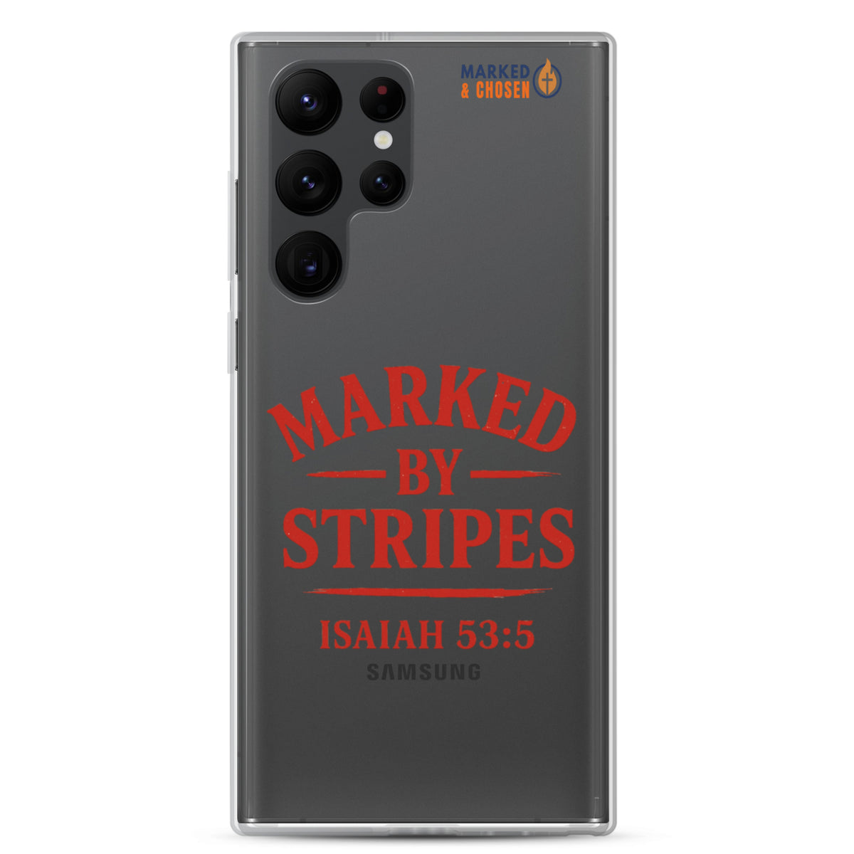 Marked by Stripes Clear Samsung Galaxy Case - Samsung Galaxy S22 Ultra - On-Phone View