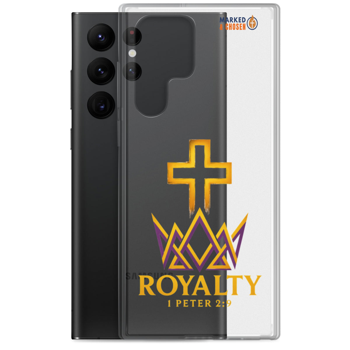 Royalty Clear Samsung Galaxy Case - Samsung Galaxy S22 Ultra - With-Phone View