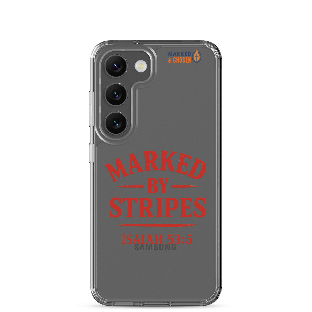 Marked by Stripes Clear Samsung Galaxy Case - Samsung Galaxy S23 - On-Phone View
