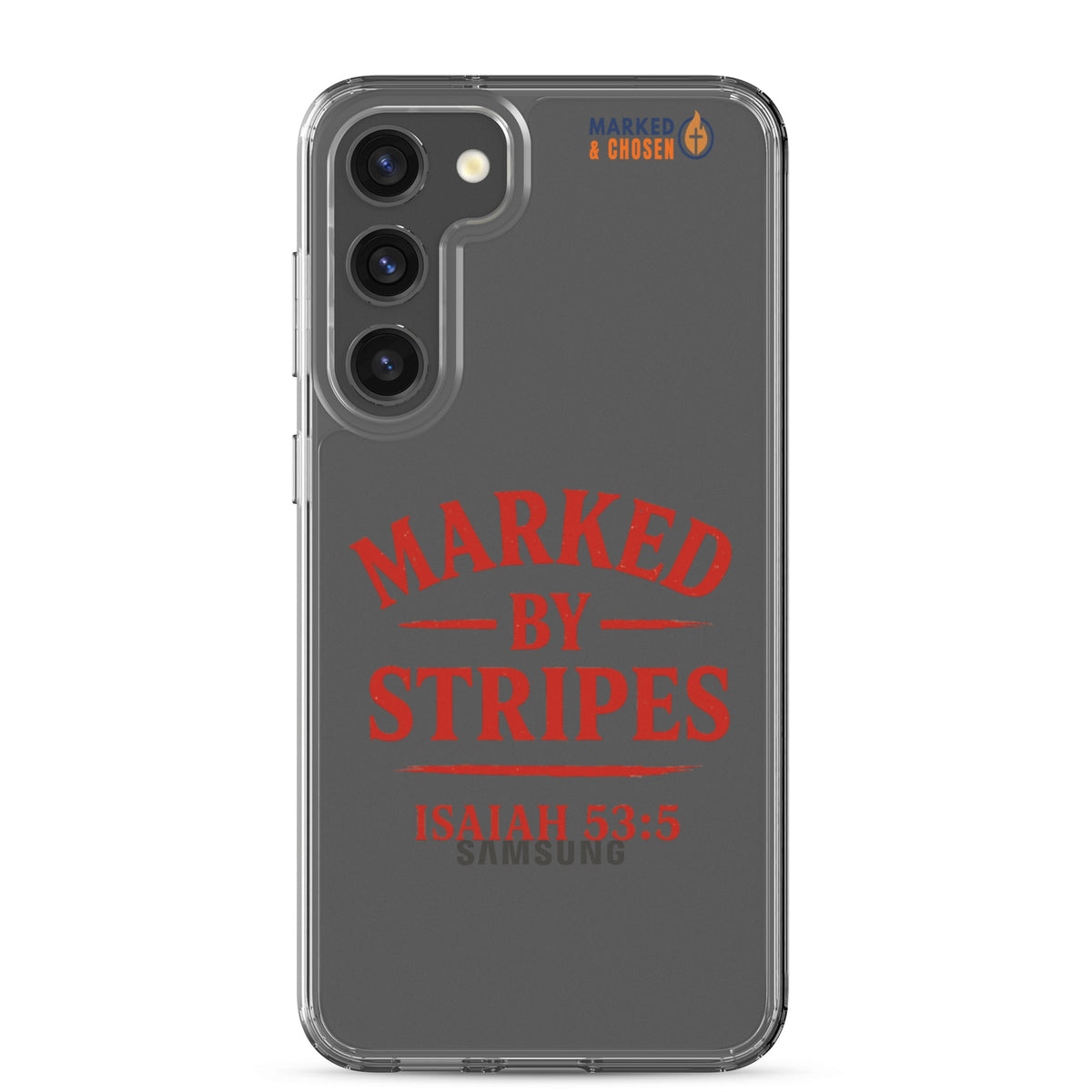 Marked by Stripes Clear Samsung Galaxy Case - Samsung Galaxy S23 Plus - On-Phone View