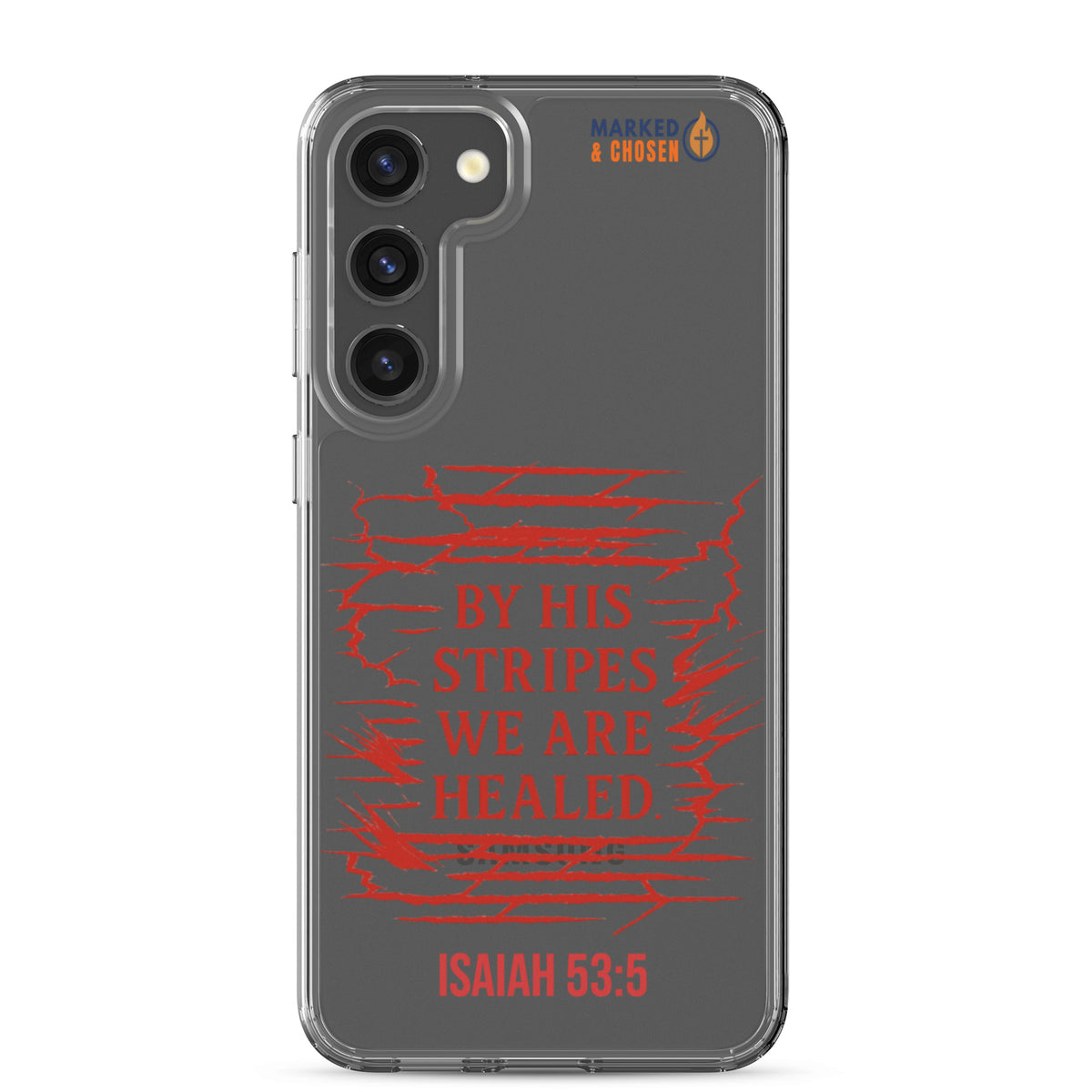 By His Stripes Clear Samsung Galaxy Case - Samsung Galaxy S23 Plus - On-Phone View