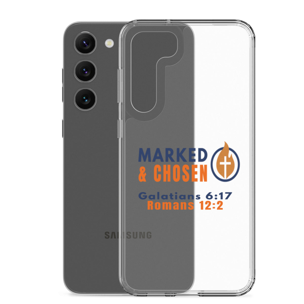 Marked & Chosen Clear Samsung Galaxy Case - Samsung Galaxy S23 Plus - With-Phone View