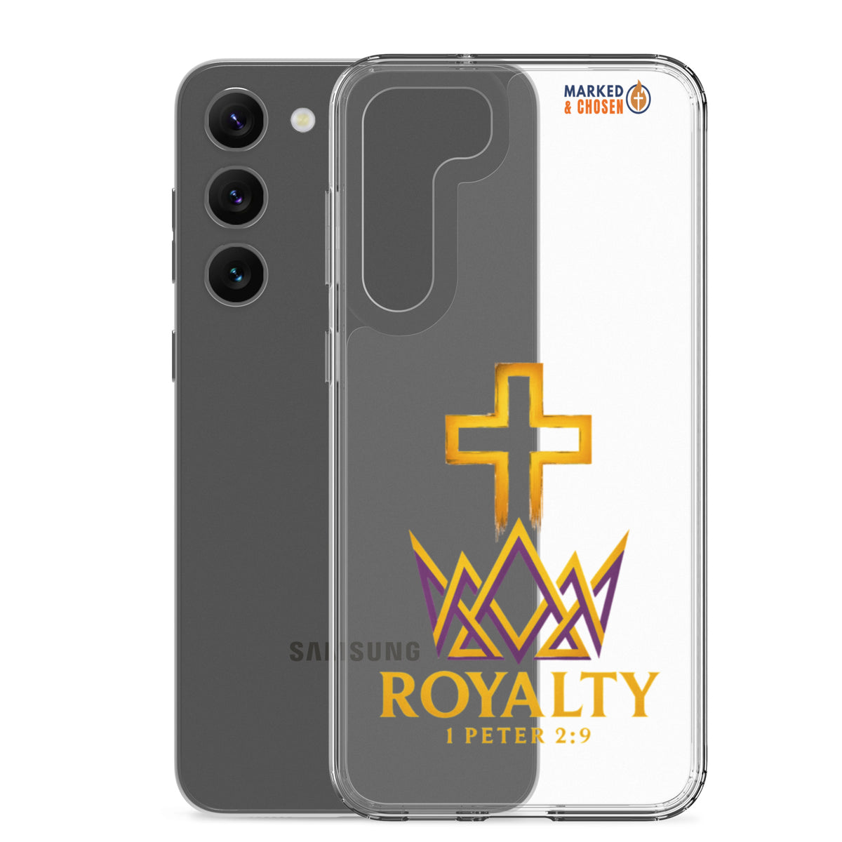 Royalty Clear Samsung Galaxy Case - Samsung Galaxy S23 Plus - With-Phone View