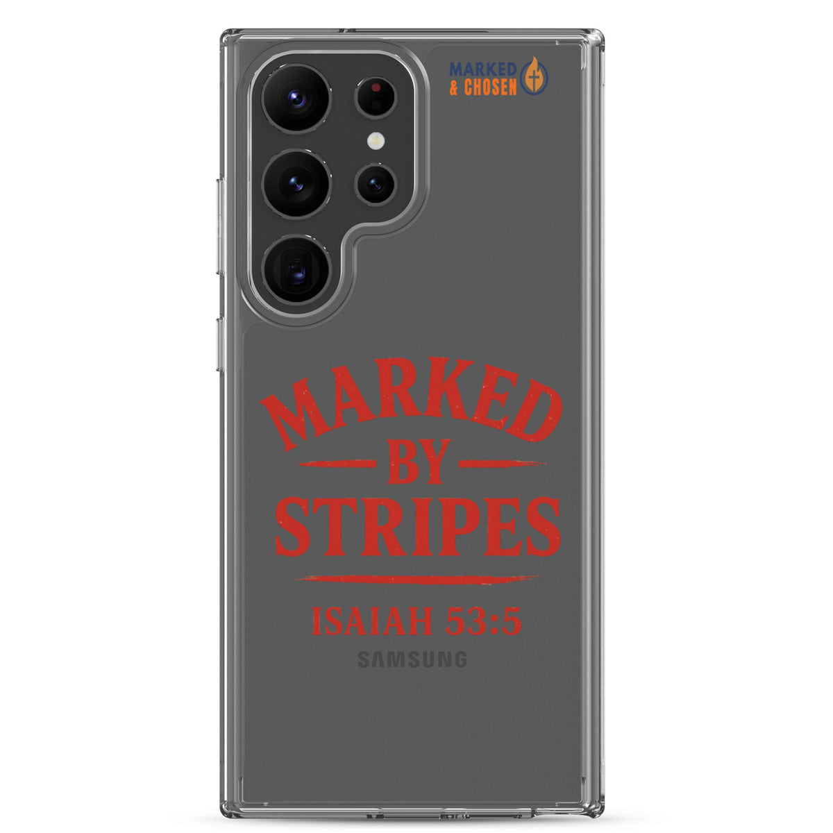 Marked by Stripes Clear Samsung Galaxy Case - Samsung Galaxy S23 Ultra - On-Phone View