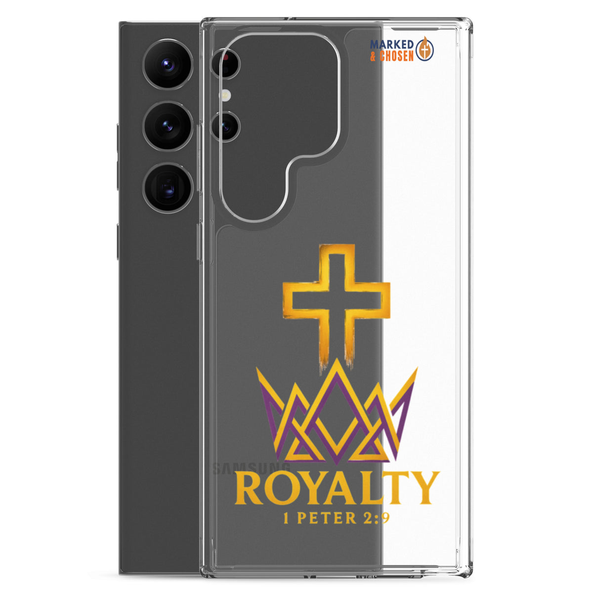 Royalty Clear Samsung Galaxy Case - Samsung Galaxy S23 Ultra - With-Phone View