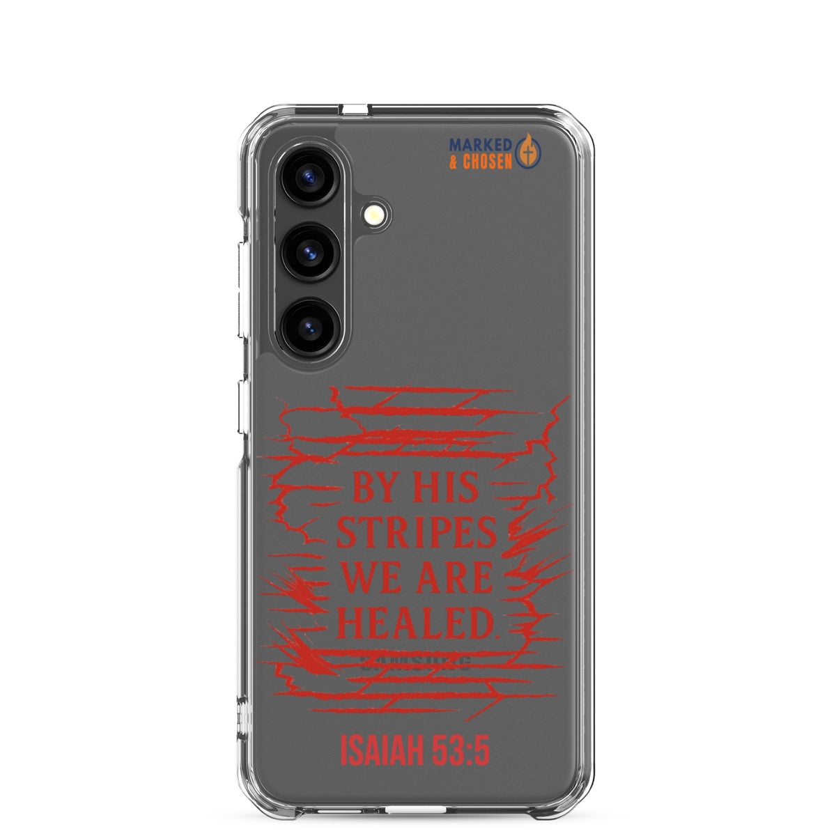 By His Stripes Clear Samsung Galaxy Case - Samsung Galaxy S24 - On-Phone View