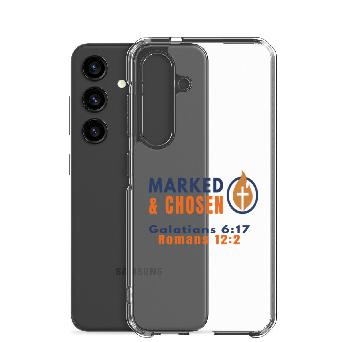 Marked & Chosen Clear Samsung Galaxy Case - Samsung Galaxy S24 - With-Phone View
