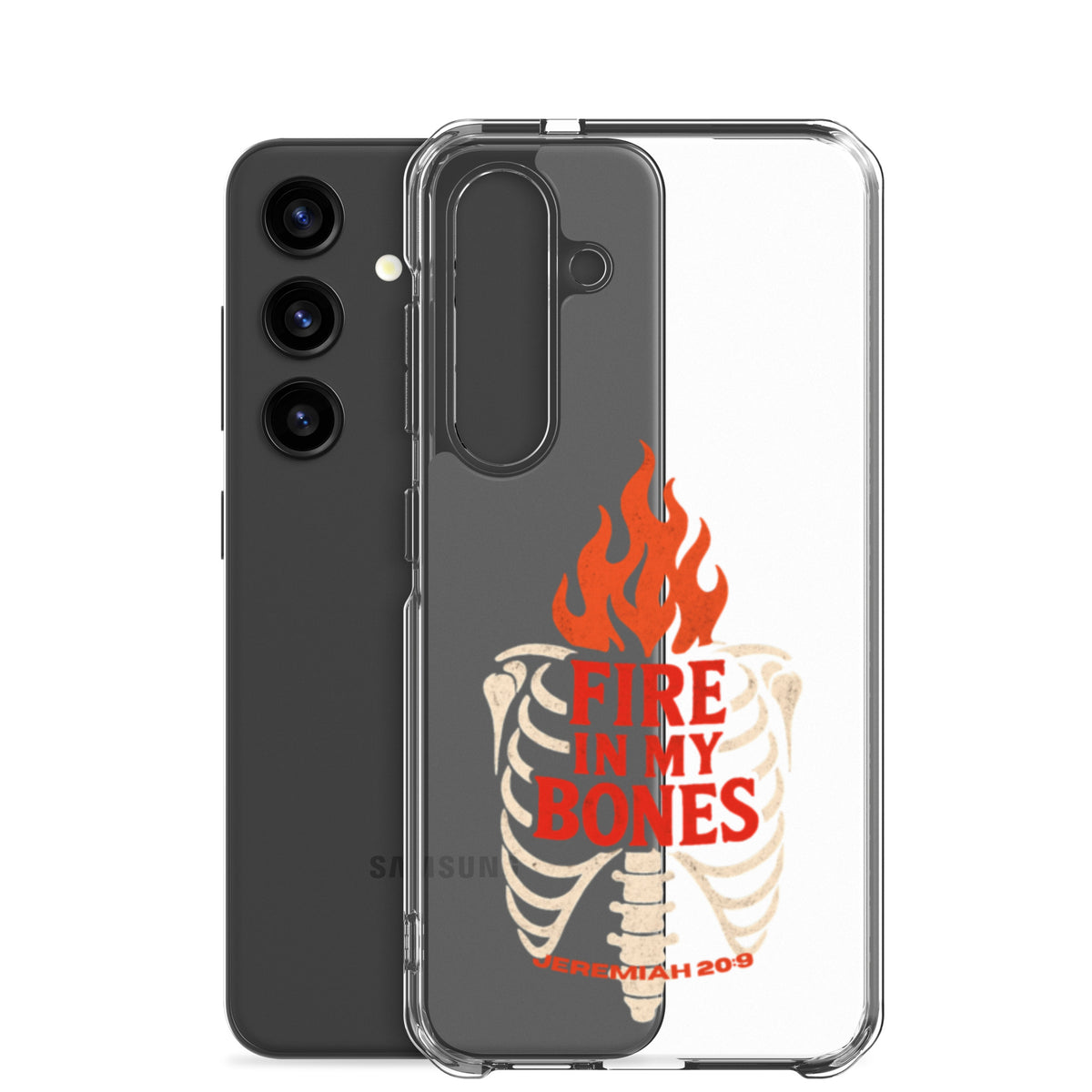 Fire in My Bone Clear Samsung Case - Samsung Galaxy S24 - With-Phone View