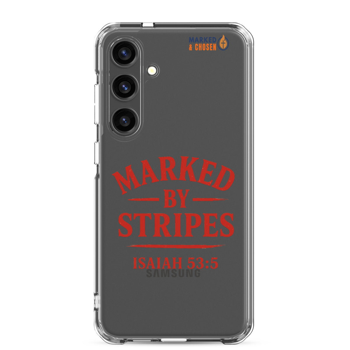 Marked by Stripes Clear Samsung Galaxy Case - Samsung Galaxy S24 Plus - On-Phone View