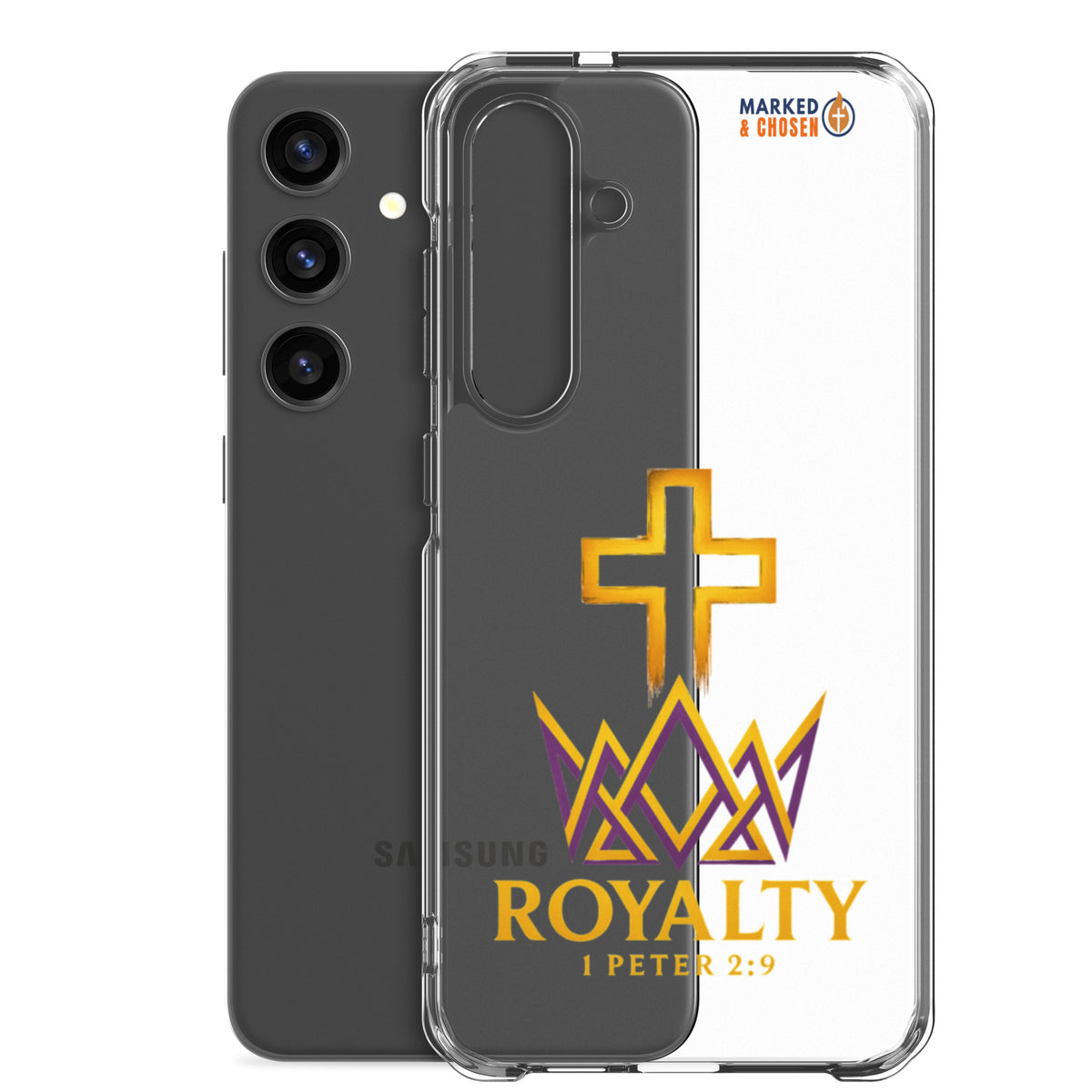 Royalty Clear Samsung Galaxy Case - Samsung Galaxy S24 Plus - With-Phone View