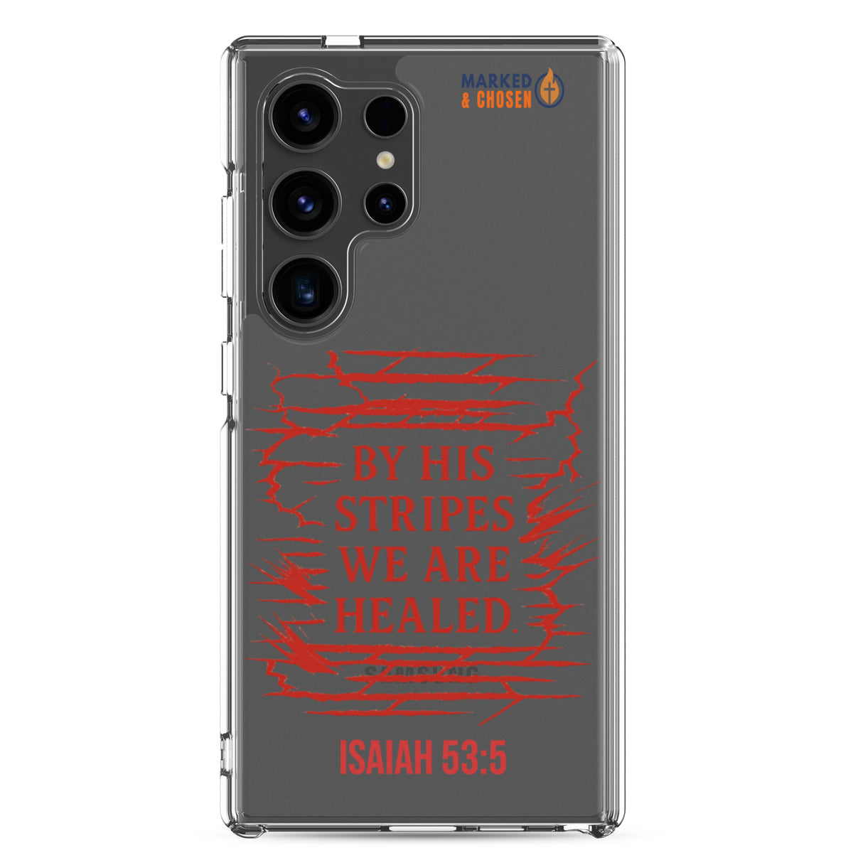 By His Stripes Clear Samsung Galaxy Case - Samsung Galaxy S24 Ultra - On-Phone View
