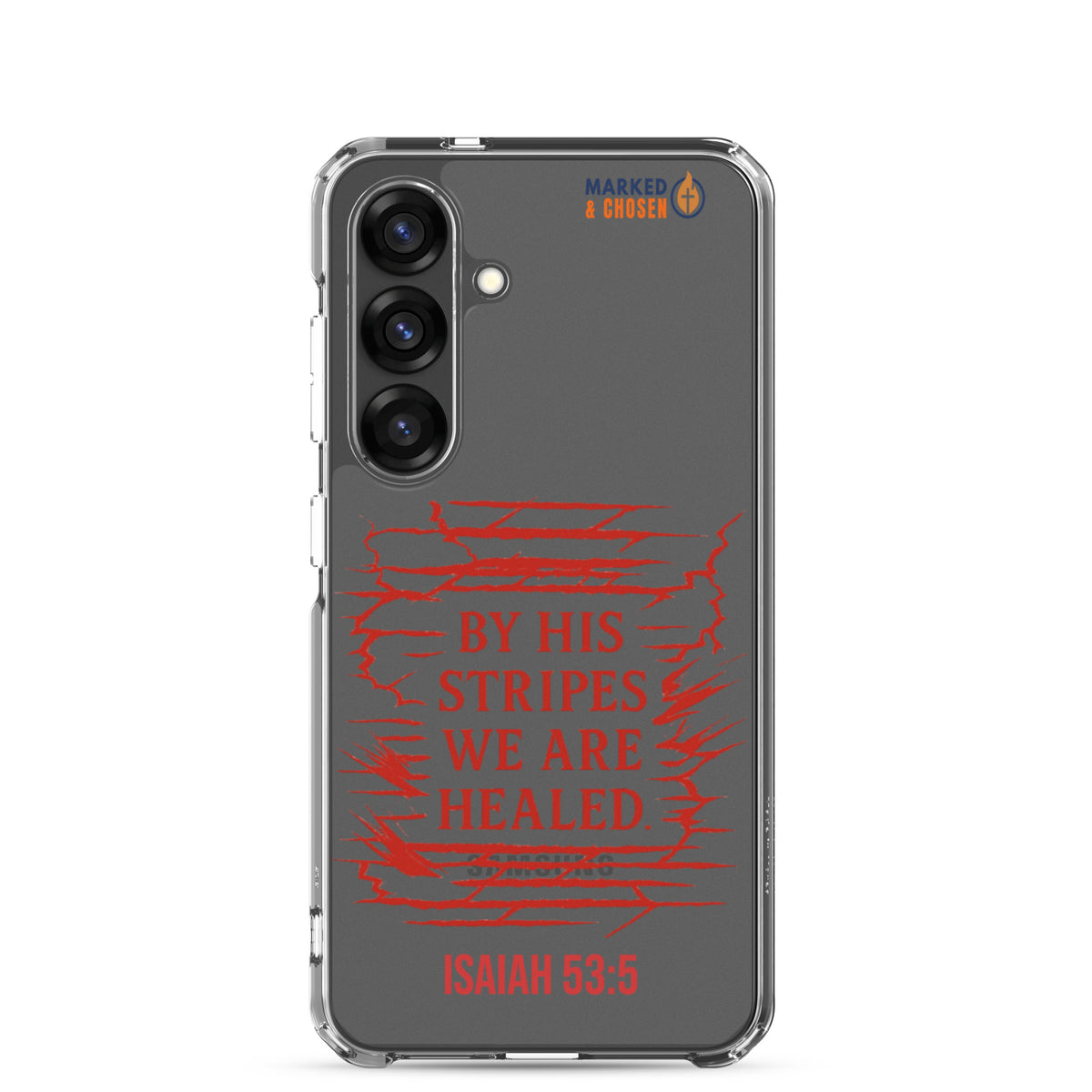 By His Stripes Clear Samsung Galaxy Case - Samsung Galaxy S25 - On-Phone View