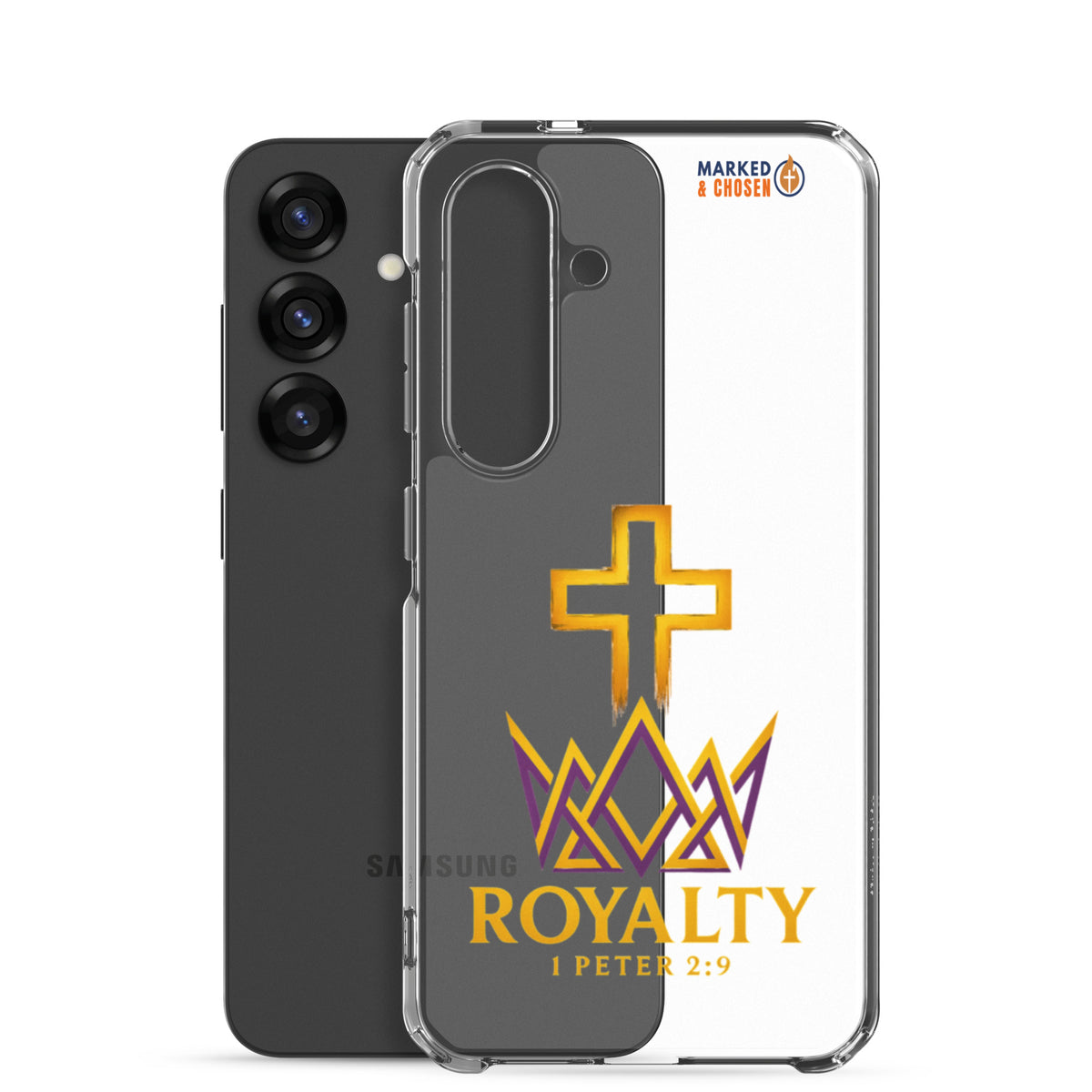 Royalty Clear Samsung Galaxy Case - Samsung Galaxy S25 - With-Phone View
