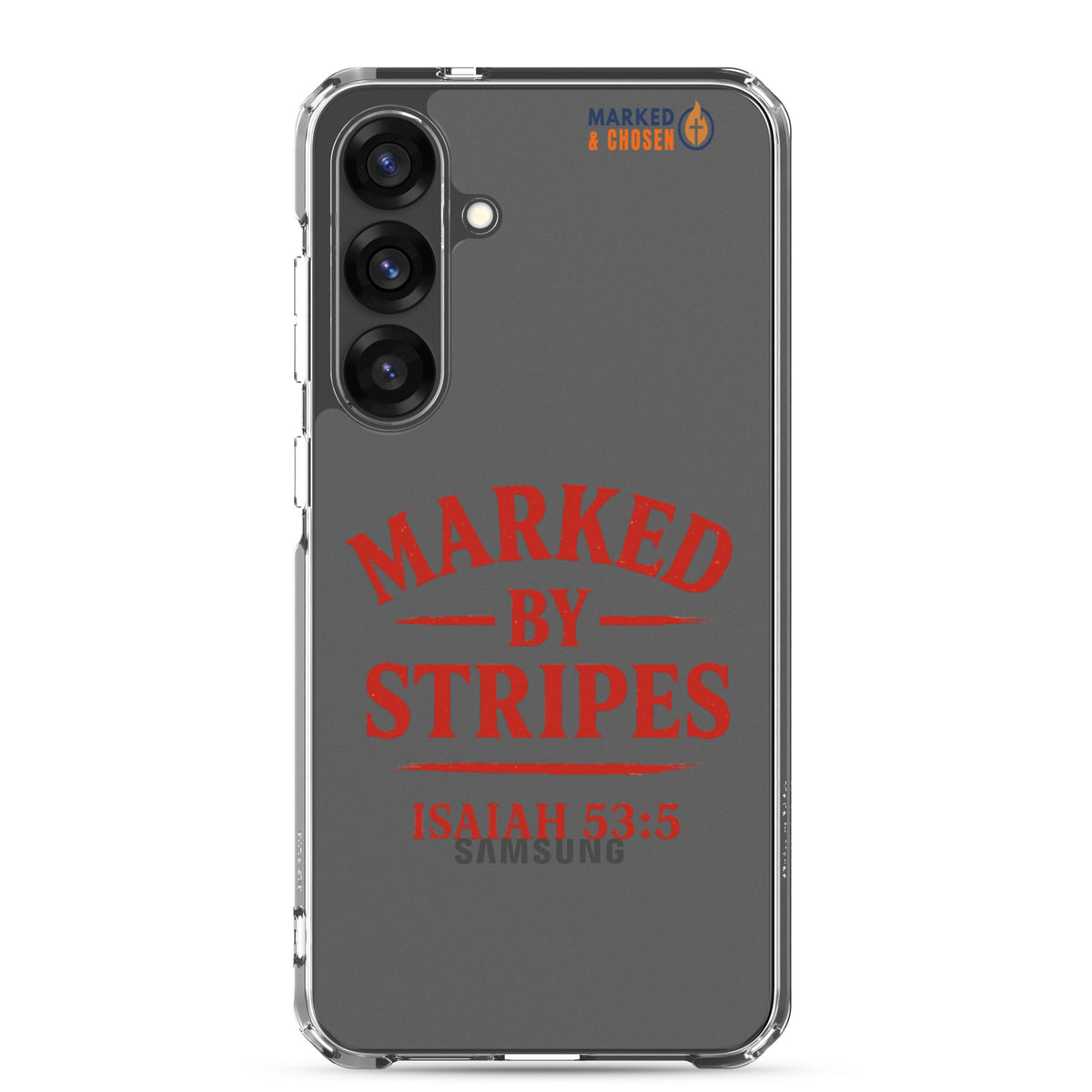 Marked by Stripes Clear Samsung Galaxy Case - Samsung Galaxy S25 Plus - On-Phone View