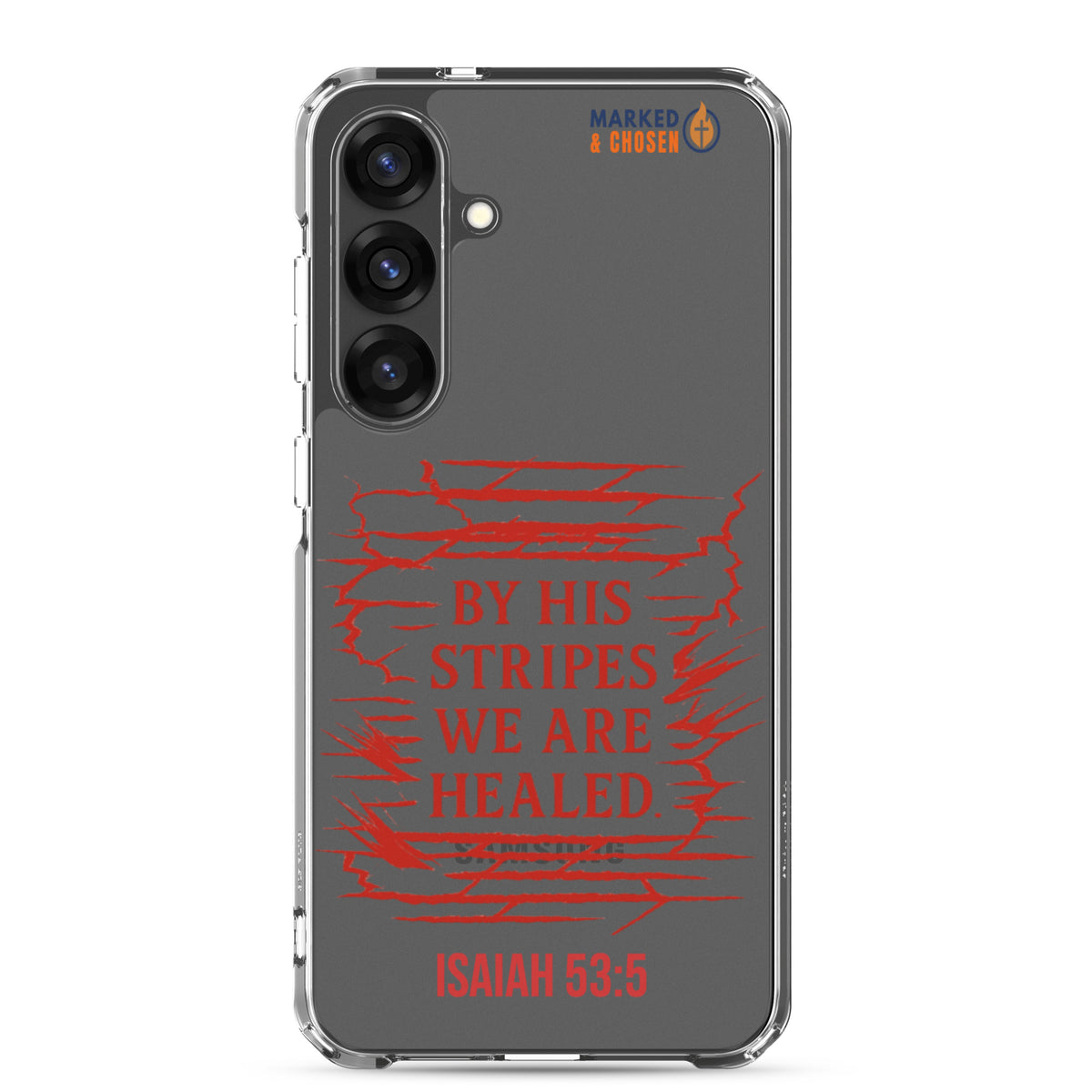 By His Stripes Clear Samsung Galaxy Case - Samsung Galaxy S25 Plus - On-Phone View