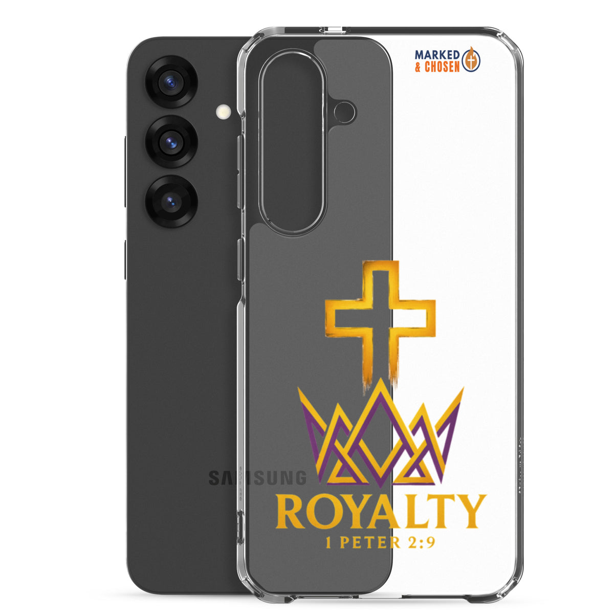Royalty Clear Samsung Galaxy Case - Samsung Galaxy S25 Plus - With-Phone View