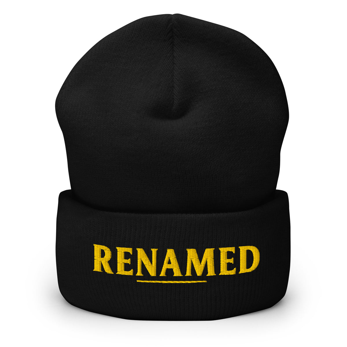 Renamed Cuffed Beanie - Black - Front View