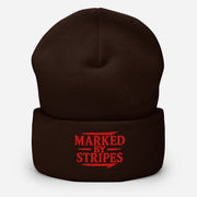 Marked by Stripes Cuffed Beanie - Brown - Front View
