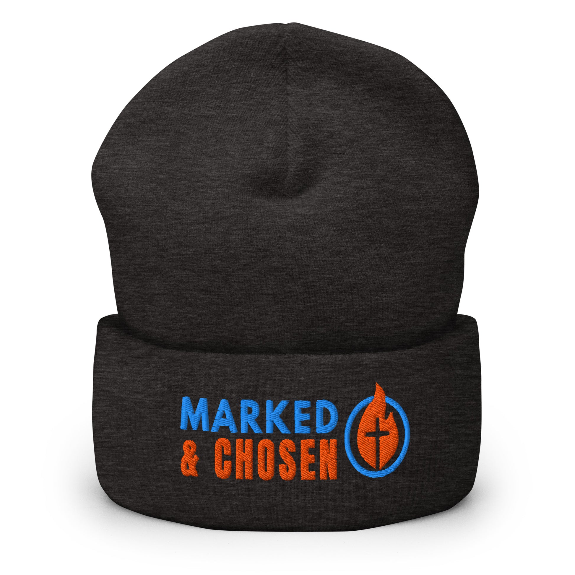 Unisex Yupoong 1501KC classic cuffed beanie, hypoallergenic 100% turbo-spun acrylic knit, 12-inch length, Dark Grey.