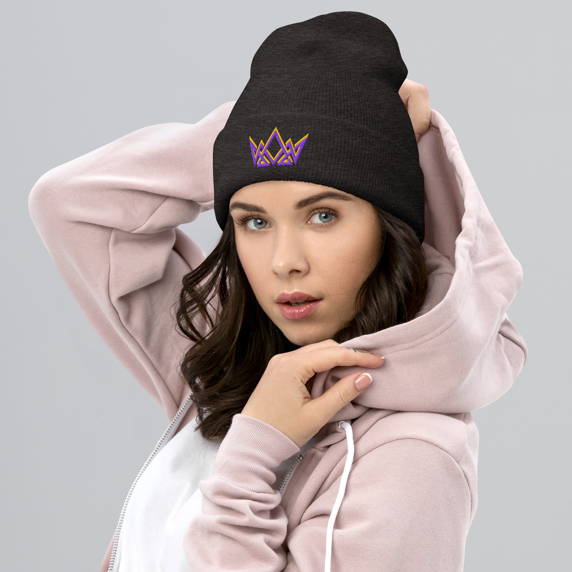 Royalty Cuffed Beanie - Dark Grey - Front View